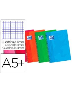 Bloc espiral oxford cartoncillo cuarto 80 hojas cuadros 4 mm