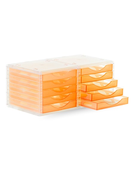 Fichero cajones de sobremesa archivo 2000 340x270x260 mm apilables 5 cajones naranja mandarina translucido