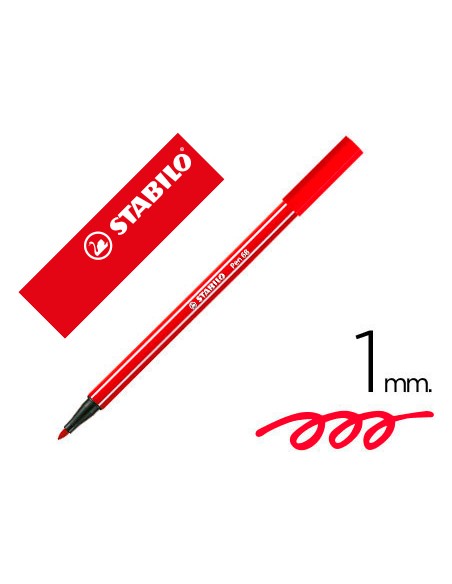 Rotulador stabilo acuarelable pen 68 rojo carmin punta gruesa 1mm