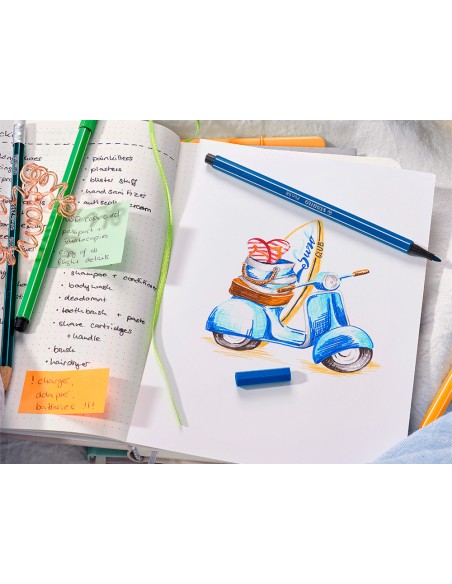 Rotulador stabilo acuarelable pen 68 verde hoja punta gruesa 1mm