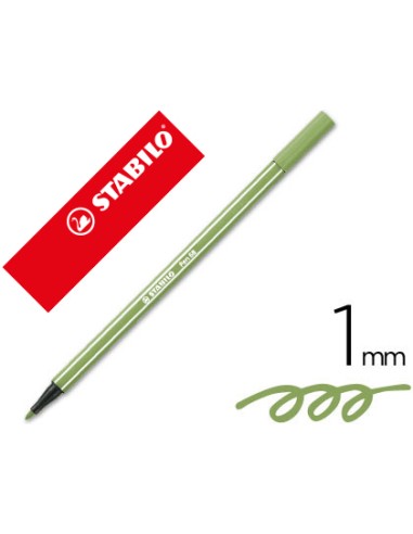 Rotulador stabilo acuarelable pen 68 verde hoja punta gruesa 1mm