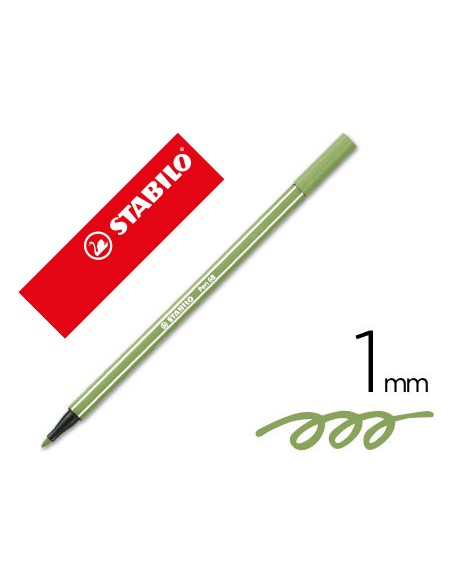 Rotulador stabilo acuarelable pen 68 verde hoja punta gruesa 1mm