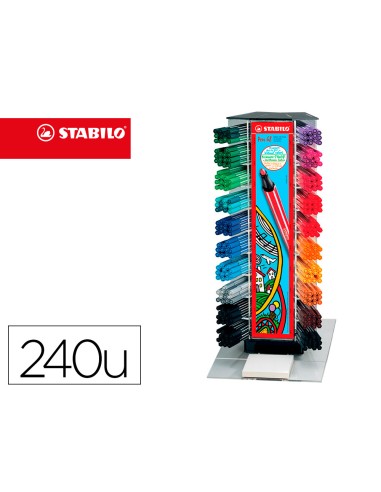 Rotulador stabilo acuarelable pen 68 counter expositor 240 unidades colores surtidos