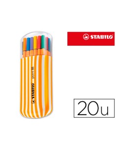 Rotulador stabilo punta de fibra point 88 zebrui estuche de 20 unidades colores surtidos