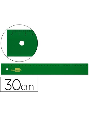 Regla liderpapel 30 cm acrilico verde