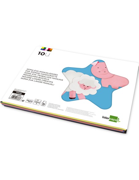 Bloc trabajos manuales liderpapel goma eva 240x315mm 10 hojas colores surtidos