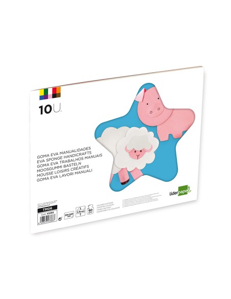 Bloc trabajos manuales liderpapel goma eva 240x315mm 10 hojas colores surtidos