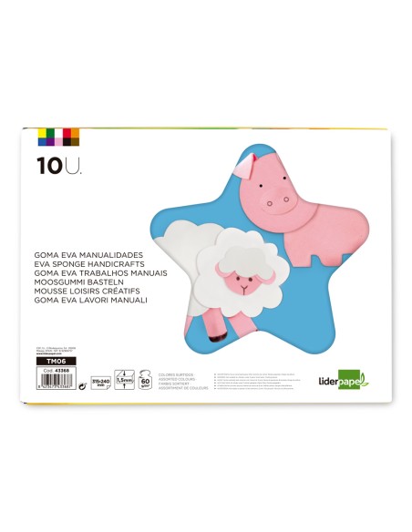 Bloc trabajos manuales liderpapel goma eva 240x315mm 10 hojas colores surtidos