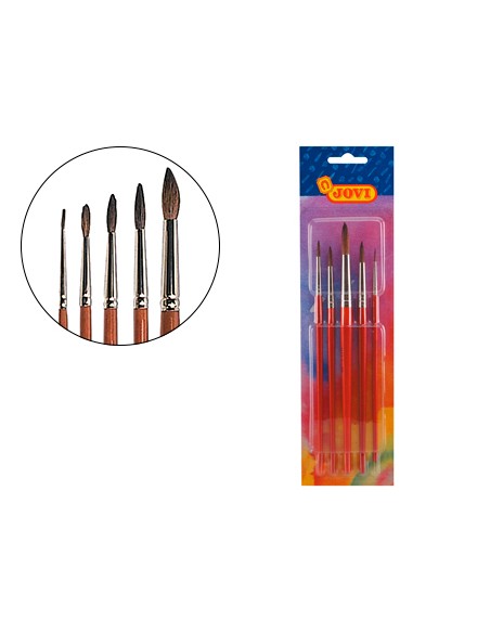 Pinceles acuarela jovi blister de 5 unidades surtidas