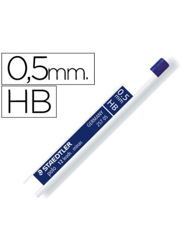 Minas staedtler grafito 05 mm hb polo 257 tubo con 12 minas