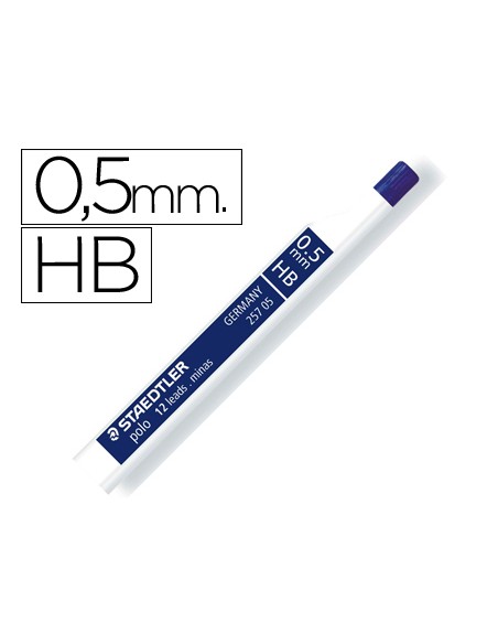 Minas staedtler grafito 05 mm hb polo 257 tubo con 12 minas