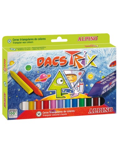 Lapices cera dacstrix triangul caja de 12 colores