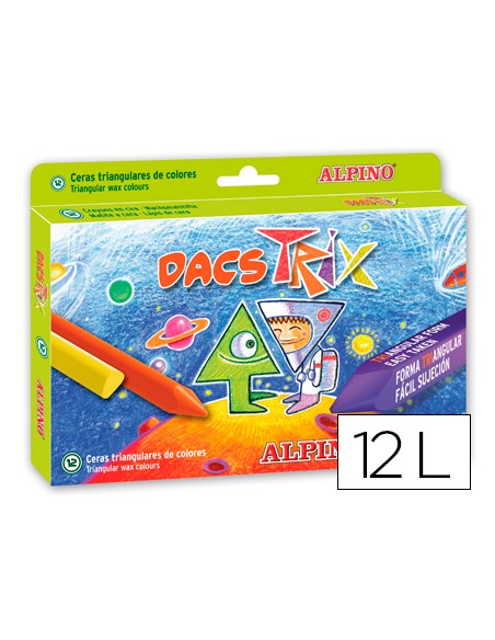 Lapices cera dacstrix triangul caja de 12 colores