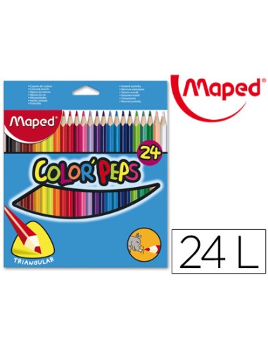 Lapices de colores maped triangulares caja de 24 unidades colores surtidos