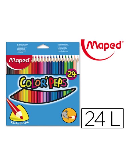 Lapices de colores maped triangulares caja de 24 unidades colores surtidos