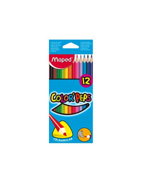 Lapices de colores maped triangulares caja de 12 unidades colores surtidos