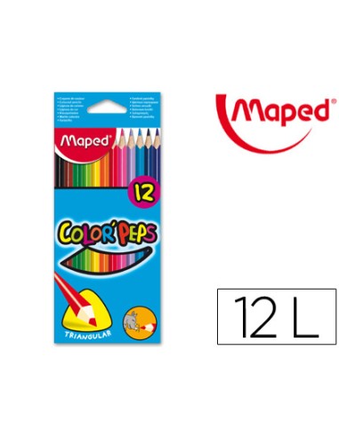 Lapices de colores maped triangulares caja de 12 unidades colores surtidos