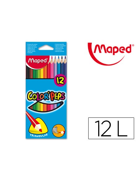 Lapices de colores maped triangulares caja de 12 unidades colores surtidos