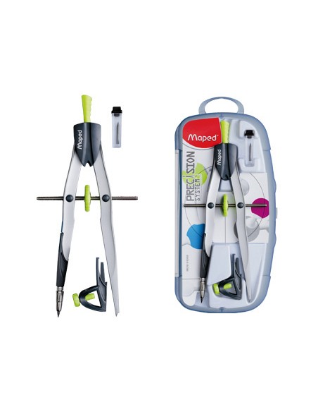 Compas maped 291010 con bigotera abrazadera y estuche de minas