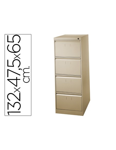 Fichero cajones de suelo metal 4 cajones 132 cm alto 65 cm prof 475 ancho beige n34 guias telescopicas antivuelco