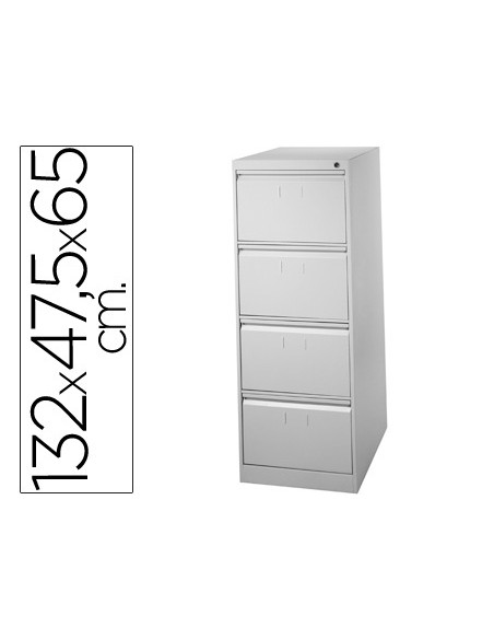 Fichero cajones de suelo metal 4 cajones 132 cm alto 65 cm prof 475 ancho gris 75 guias telescopicas antivuelco