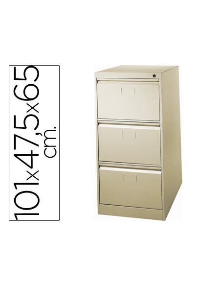 Fichero cajones de suelo metalico de 3 cajones 101 alto65 prof 475 ancho color beige n34 antivuelco