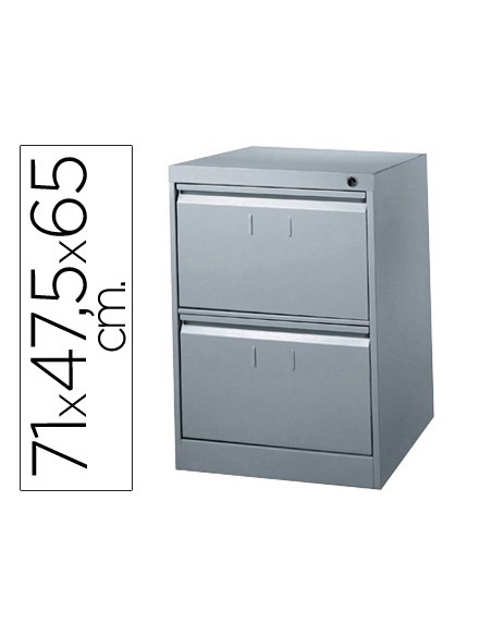 Fichero cajones de suelo metalico de 2 cajones 71cm alto65cm prof475 anchocolor gris n1375 antivuelco