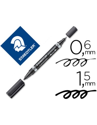 Rotulador staedtler lumocolor permanente duo 348 negro punta f 06 mm punta m 15 mm