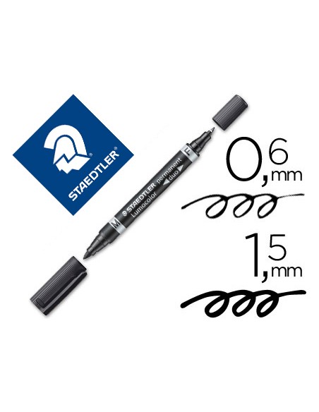 Rotulador staedtler lumocolor permanente duo 348 negro punta f 06 mm punta m 15 mm