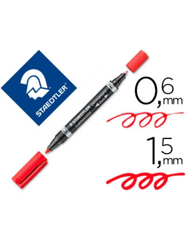 Rotulador staedtler lumocolor permanente duo 348 rojo punta f 06 mm punta m 15 mm