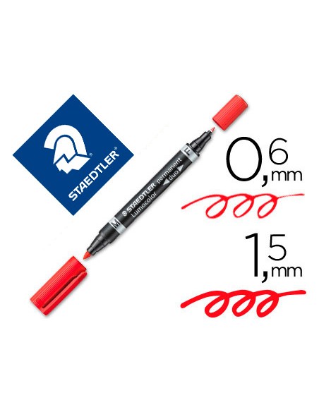 Rotulador staedtler lumocolor permanente duo 348 rojo punta f 06 mm punta m 15 mm Rotulador staedtler lumocolor permanente duo 348 rojo punta f 06 mm punta m 15 mm
