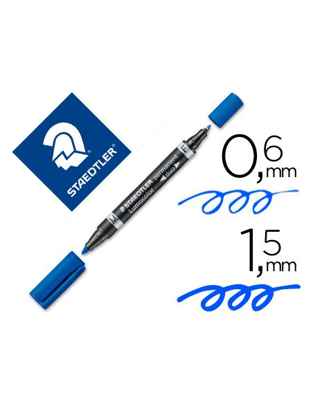 Rotulador staedtler lumocolor permanente duo 348 azul punta f 06 mm punta m 15 mm