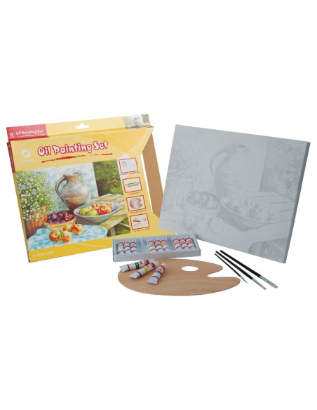 Set pintura al oleo lidercolor contiene 1 lienzo imprimacion 30x40cm 1 paleta madera 3 brochas tubos 12x12ml oleo Set pintura al oleo lidercolor contiene 1 lienzo imprimacion 30x40cm 1 paleta madera 3 brochas tubos 12x12ml oleo