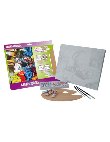 Set pintura al oleo lidercolor contiene 1 lienzo imprimacion 30x40cm 1 paleta madera 3 brochas tubos 12x12ml oleo Set pintura al oleo lidercolor contiene 1 lienzo imprimacion 30x40cm 1 paleta madera 3 brochas tubos 12x12ml oleo