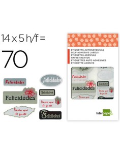 Etiqueta liderpapel felicidades deseo que te guste sobre de 70 unidades