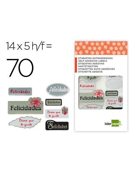 Etiqueta liderpapel felicidades deseo que te guste sobre de 70 unidades Etiqueta liderpapel felicidades deseo que te guste sobre de 70 unidades