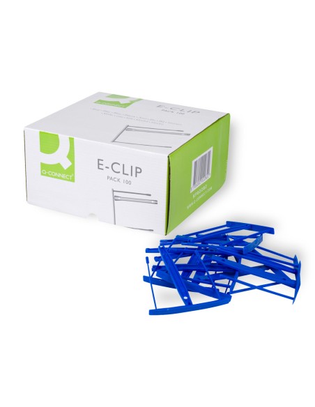 Encuadernador fastener q connect plastico e clips color azul caja de 100 unidades
