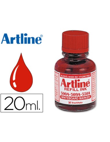 Tinta artline rojo para rotulador pizarra blanca 500a bote 20 ml