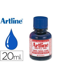 Tinta artline azul para rotulador pizarra blanca 500a bote 20 ml