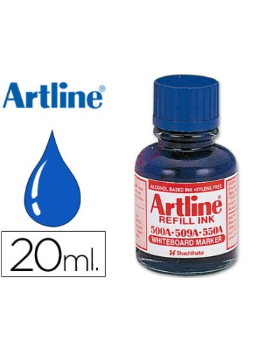 Tinta artline azul para rotulador pizarra blanca 500a bote 20 ml