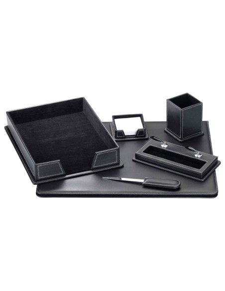 Escribania sobremesa q connect similpiel negro juego de 6 piezas