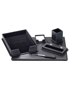 Escribania sobremesa q connect similpiel negro juego de 6 piezas
