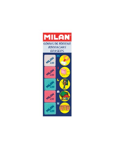 Goma de borrar milan 430 5 blister de 5 unidades