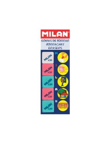 Goma de borrar milan 430 5 blister de 5 unidades