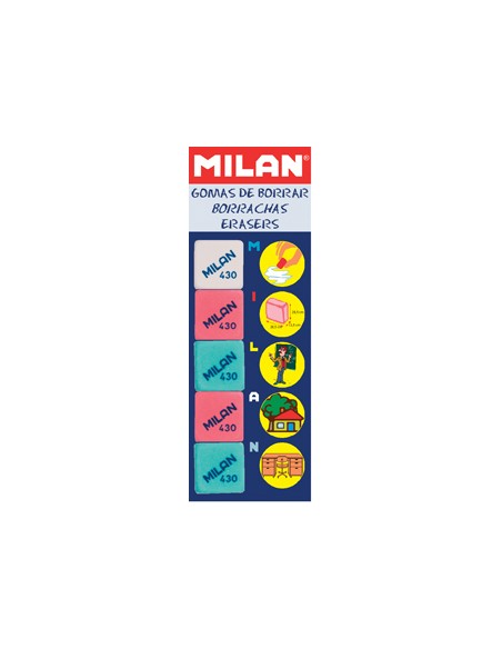 Goma de borrar milan 430 5 blister de 5 unidades
