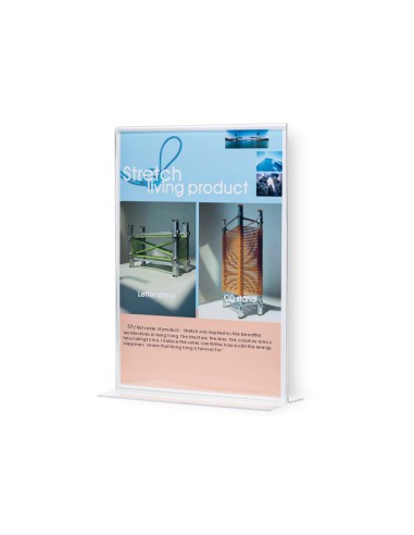 Expositor sobremesa q connect con forma de t metacrilato tamano a4 a dos caras