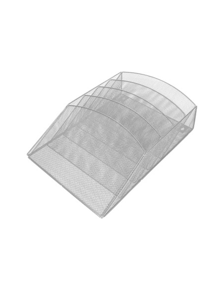 Expositor mural q connect de pared 5 bandejas din a4 plateado 93x315x44 cm