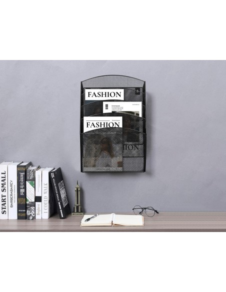 Expositor mural q connect de pared 5 bandejas din a4 negro 93x315x44 cm