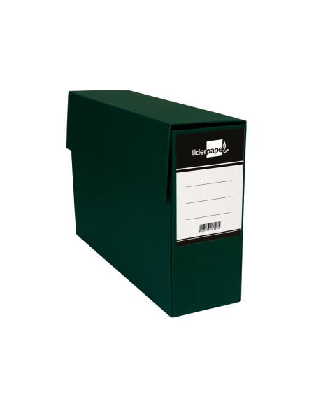 Caja transferencia liderpapel con fuelle folio color verde