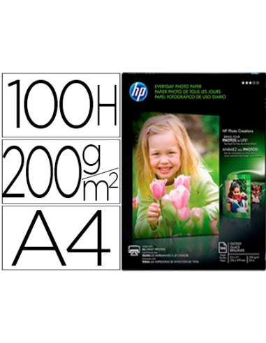 Papel fotografico hp din a4 semi glossy 200 gr paquete de 100 hojas